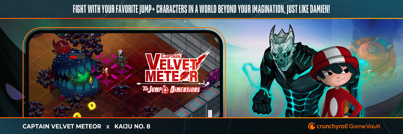 Play the Kaiju No. 8 collab in Captain Velvet Meteor exclusive to Crunchyroll Game Vault!