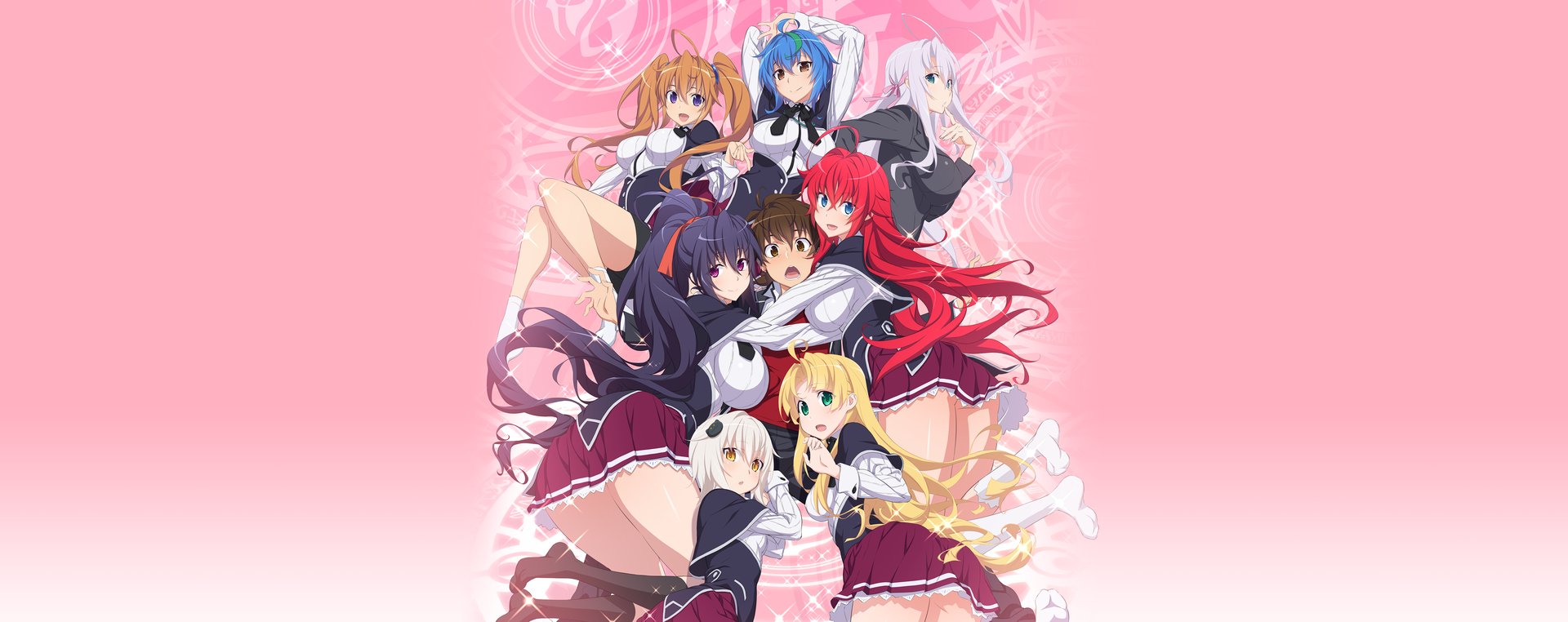 High School DxD official title key visual featuring Issei Hyoudou and the Occult Research Club
